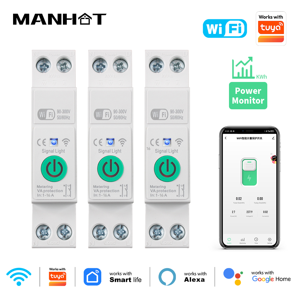 Din Rail Circuit Breaker - Smart WiFi Circuit Breaker Switch 1P+N
