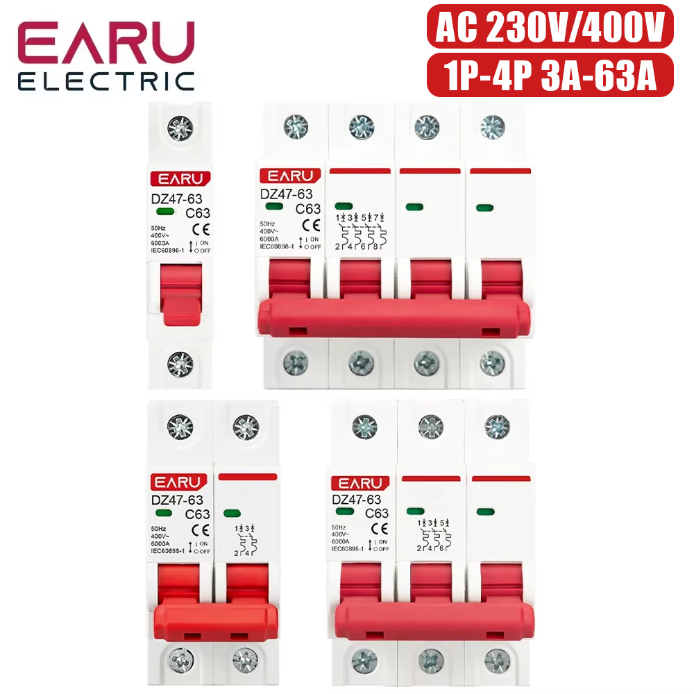 EARU DZ47 1P 2P 3P 4P 3A-63A A - Din Rail Circuit Breaker ulasan dan harga