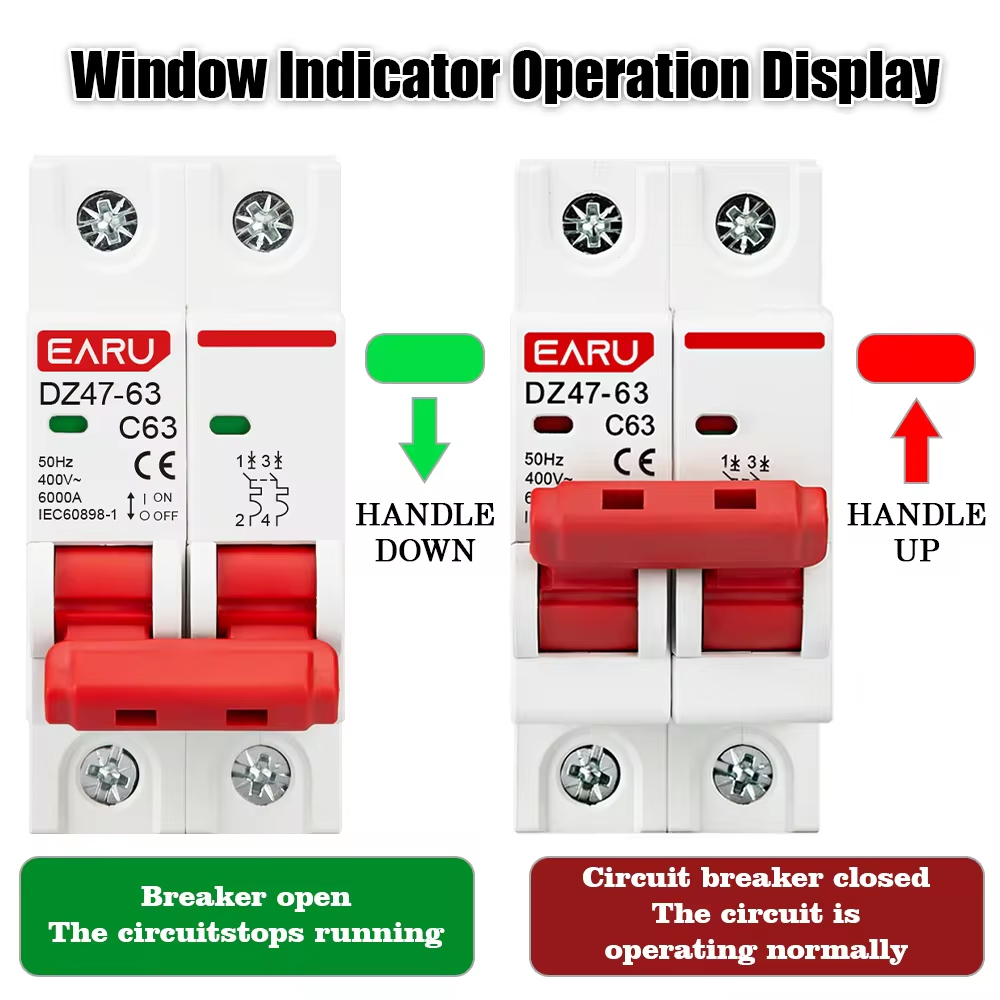 EARU DZ47 1P 2P 3P 4P 3A-63A A - Din Rail Circuit Breaker ulasan dan harga